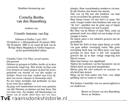 Cornelia Bertha van den Hanenberg Cornelis Antonius van Erp