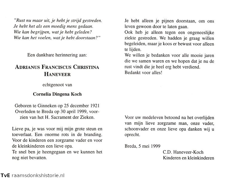 Adrianus Franciscus Christina Haneveer Cornelia Dingena Koch