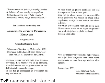 Adrianus Franciscus Christina Haneveer Cornelia Dingena Koch