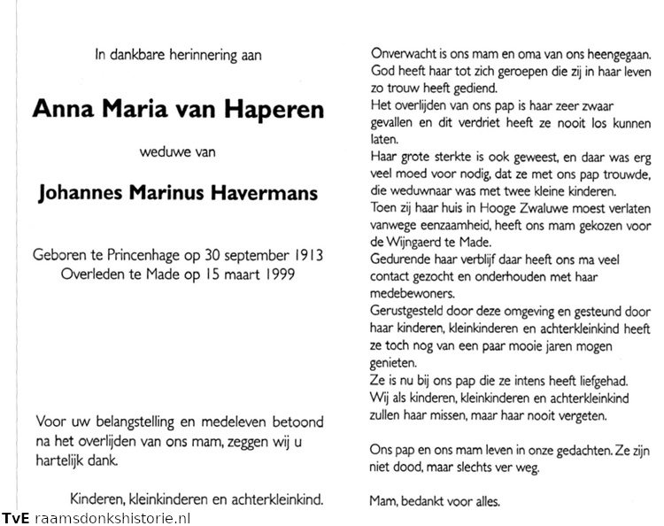Anna Maria van Haperen Johannes Marinus Havermans