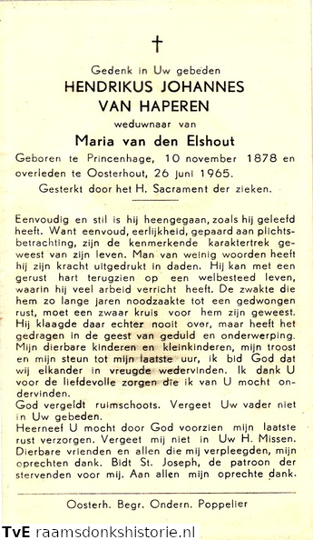 Hendrikus Johannes van Haperen Maria van den Elshout