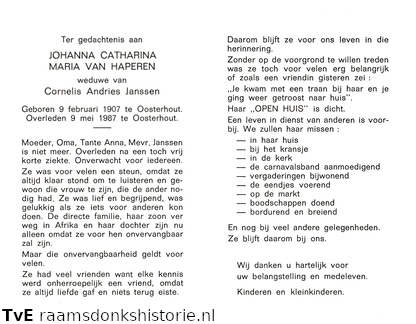 Johanna Catharina van Haperen Cornelis Andries Janssen