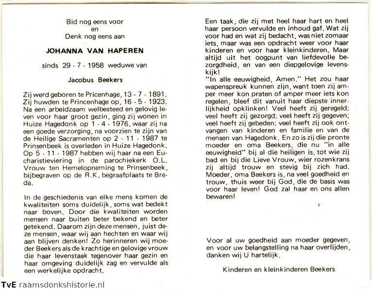 Johanna van Haperen Jacobus Beekers