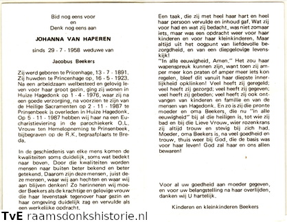 Johanna van Haperen Jacobus Beekers