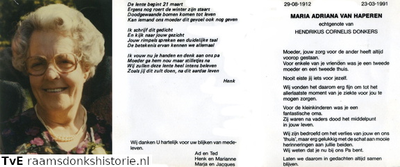 Maria Adriana van Haperen Hendrikus Cornelis Donkers