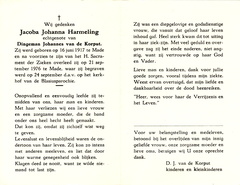Jacoba Johanna Harmeling Dingeman Johannes van de Korput
