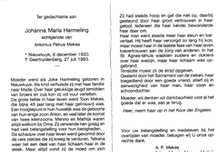 Johanna Maria Harmeling Antonius Petrus Mekes