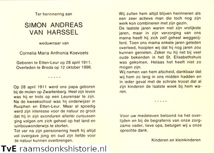 Simon Andreas van Harssel Cornelia Maria Anthonia Koevoets