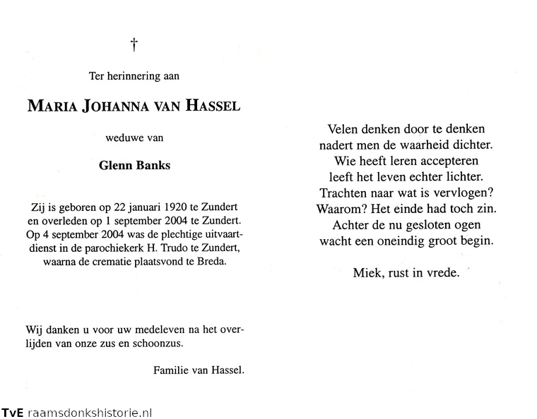 Maria Johanna van Hassel Glenn Banks