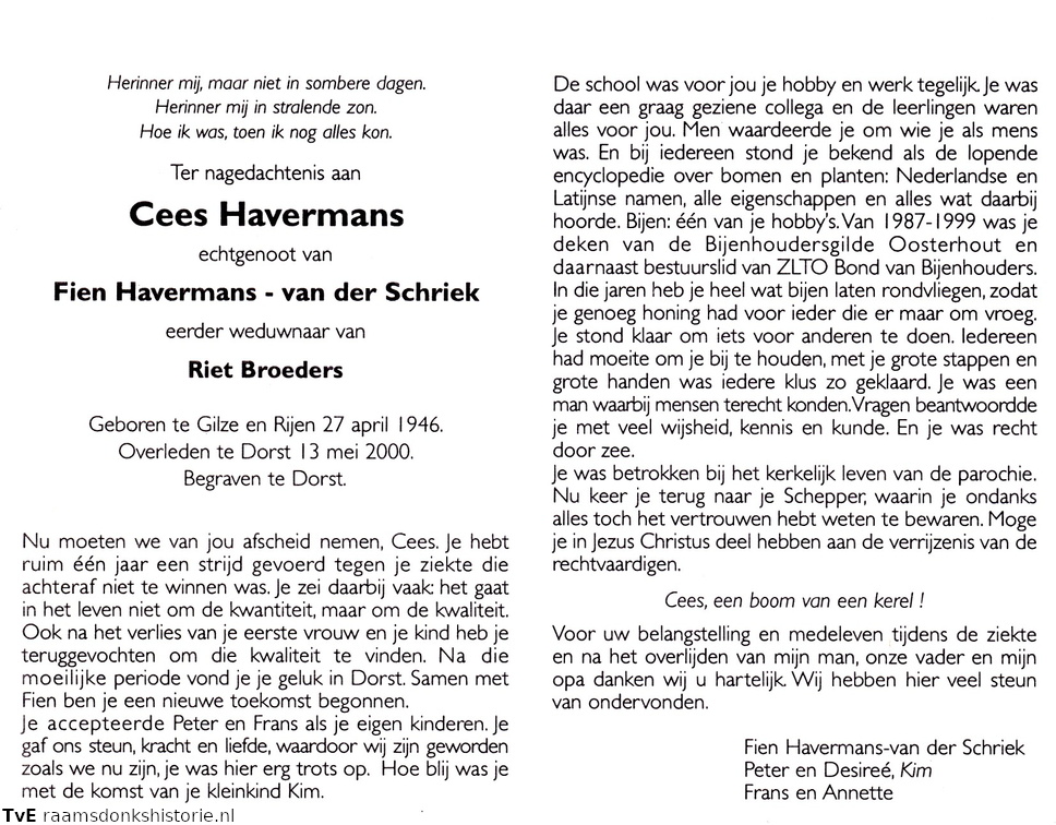 Cees Havermans Fien van der Schriek Riet Broeders