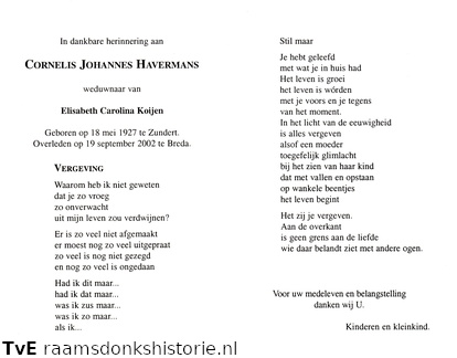 Cornelis Johannes Havermans Elisabeth Carolina Koijen