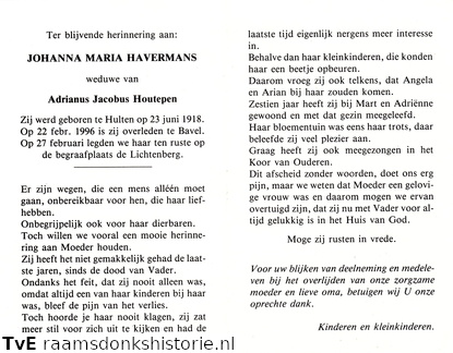 Johanna Maria Havermans Adrianus Jacobus Houtepen