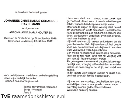 Johannes Christianus Gerardus Havermans Antonia Anna Maria Houtepen