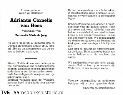 Adrianus Cornelis van Hees Petronella Maria de Jong