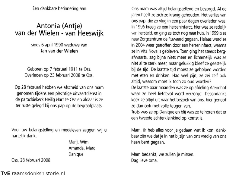 Antonia van Heeswijk Jan van der Wielen