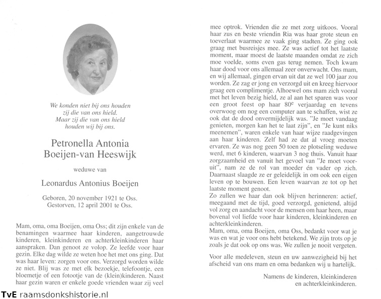 Petronella Antonia van Heeswijk Leonardus Antonius Boeijen