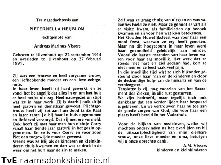 Heijblom Pieternella  Andreas Marinus Vissers