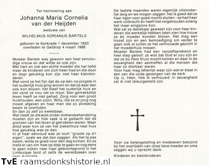 Johanna Maria Cornelia van der Heijden Wilhelmus Adrianus Bartels