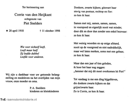 Corrie van den Heijkant Piet Snelders