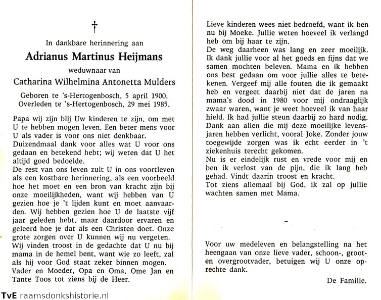 Adrianus Martinus Heijmans Catharina Wilhelmina Antonetta Mulders