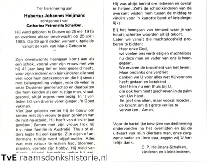 Hubertus Johannes Heijmans Catharina Petronella Schalken