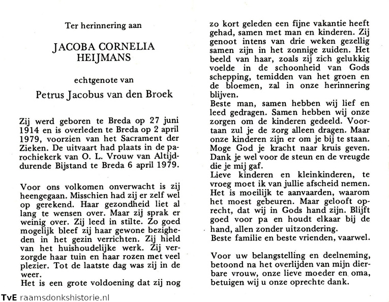 Jacoba Cornelia Heijmans Petrus Jacobus van den Broek