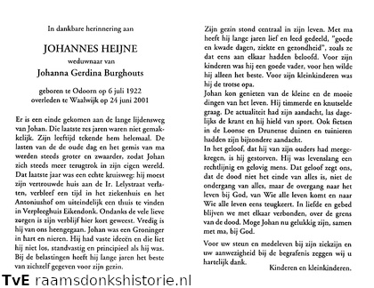Johannes  Heijne Johanna Gerdina Burghouts
