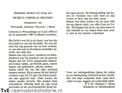Petrus Cornelis Heijnen Petronella Johanna Theresia t Hoen