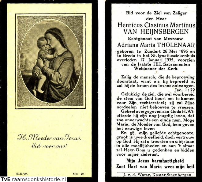 Henricus Clasinus Martinus van Heijnsbergen Adriana Maria Tholenaar