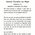 Joannes Cornelius van Heijst Henrica Cornelia de Jong
