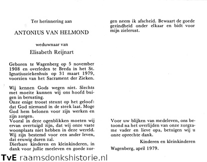 Antonius van Helmond Elisabeth Reijnart