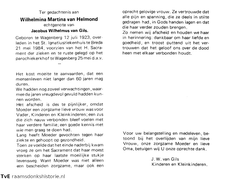 Wilhelmina Martina van Helmond Jacobus Wilhelmus van Gils