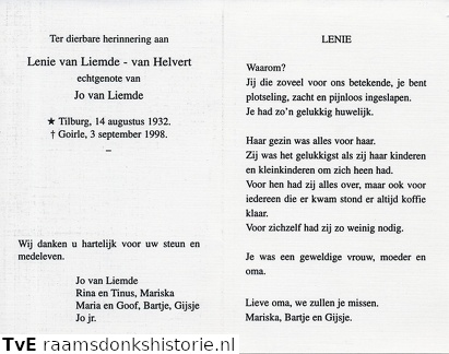 Lenie van Helvert Jo van Liende