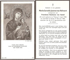 Maria Cornelia Joanna van Helvoort Franciscus Damianus van Gastel