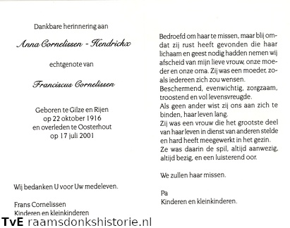 Anna Hendrickx Franciscus Cornelissen
