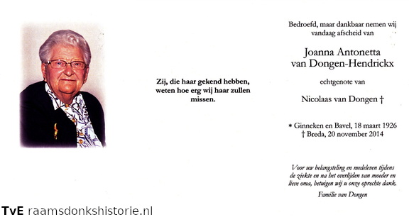 Joanna Antonetta Hendrickx Nicolaas van Dongen