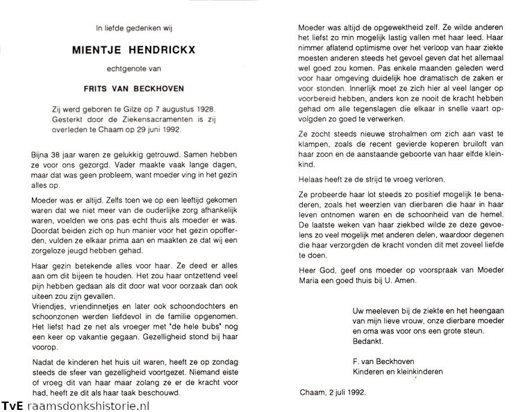 Mientje Hendrickx Frits van Beckhoven