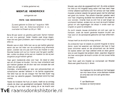 Mientje Hendrickx Frits van Beckhoven