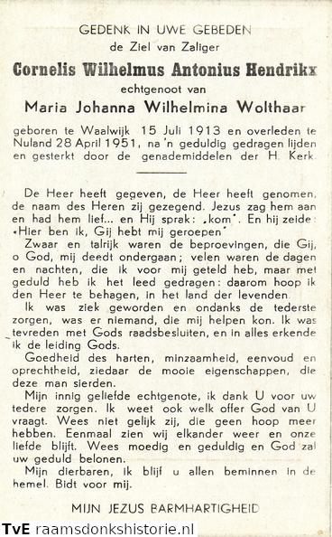 Cornelis Wilhelmus Antonius Hendrikx Maria Johanna Wilhelmina Wolthaar