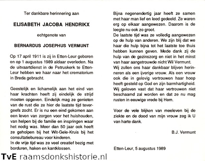 Elisabeth Jacoba Hendrikx Bernardus Josephus Vermunt