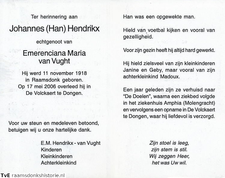 Johannes Hendrikx Emerenciana Maria van Vught