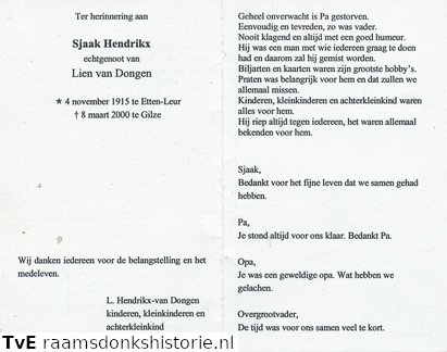Sjaak Hendrikx Lien van Dongen