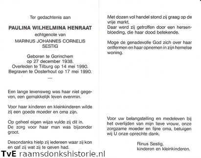 Paulina Wilhelmina Henraat Marinus Johannes Cornelis Sestig