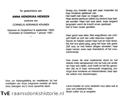 Anna Hendrika Hensen Cornelis Adrianus Krijnen