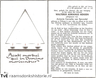 Walterus Adrianus Hensen Antonia Cornelia van Sprundel