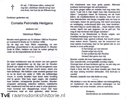 Cornelia Petronella Herijgens Henricus Rijken