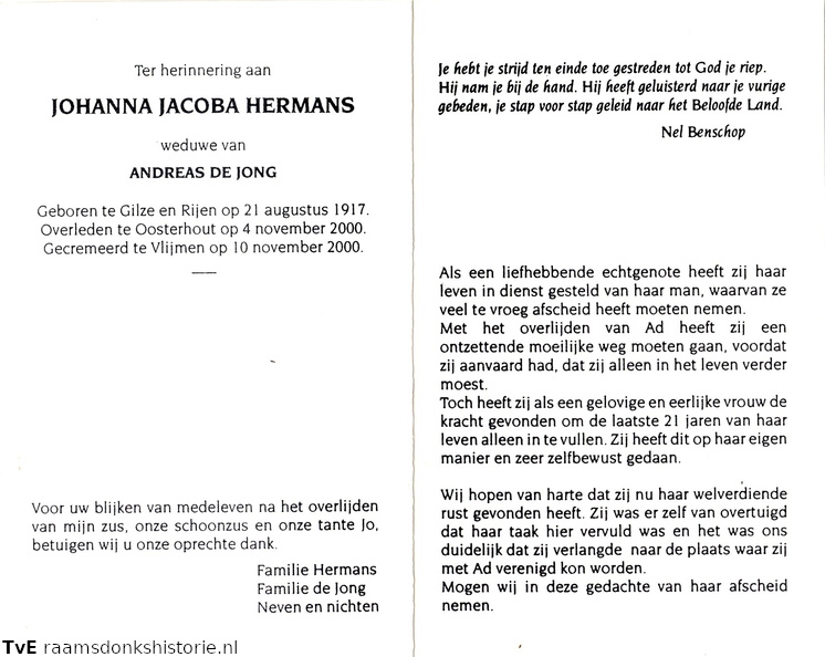 Johanna Jacoba Hermans Andreas de Jong