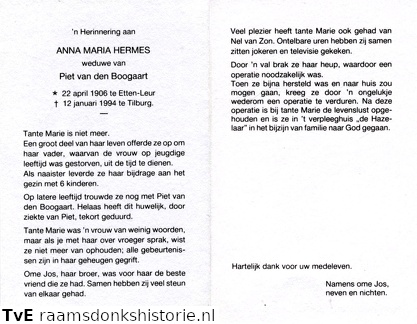 Anna Maria Hermes Piet van den Boogaart
