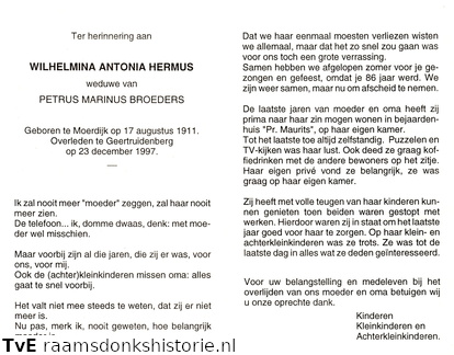 Wilhelmina Antonia Hermus Petrus Marinus Broeders