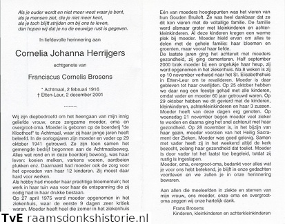 Cornelia Johanna Herrijgers Franciscus Cornelis Brosens